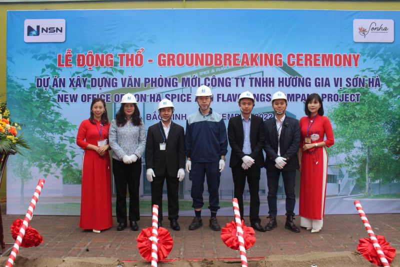 Groundbreaking ceremony for three-storey office construction project - Son Ha Factory