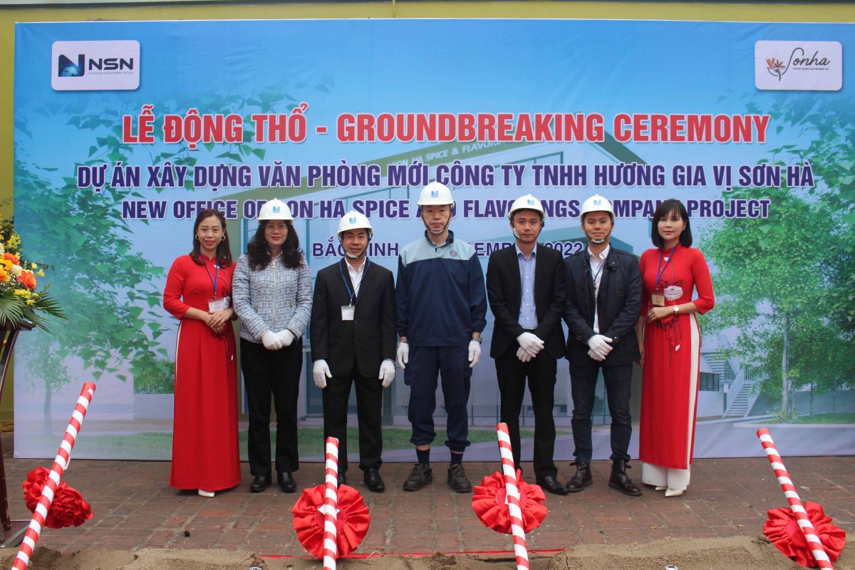 Groundbreaking ceremony for three-storey office construction project - Son Ha Factory